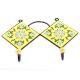 Yellow And Forest Green Ceramic Floral Tiles Hooks