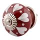 Cherry And White Heart Ceramic Drawer Knobs Online