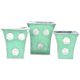 Green Silver Engraved Metal Flower Pots and Planters In Set Of 3