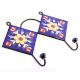 Navy Blue And Yellow Sun Flower Ceramic Tiles Hooks 