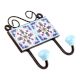 Turquoise White Floral Ceramic Tiles Hooks Online