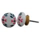 White Floral Flat Knob