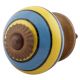 Turquoise And Yellow Striped Ceramic Dresser Knobs