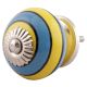 Turquoise And Yellow Striped Ceramic Dresser Knobs