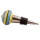 Turquoise And Yellow Striped Ceramic Wine Stopper