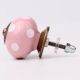 Pink Polka Dotted Small Ceramic Cabinet Knobs