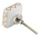White And Golden  Square Ceramic Floral Knobs