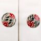 Red Dotted Floral Leafy Ceramic Bulb Knob