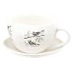 Bird On Branch Ceramic Cup Saucer Planter Pot