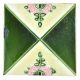 Green & Cream Coloured Ceramic Tile With Flower & Leaves Painted