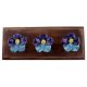 Navy Blue And Turquoise Ceramic Flower Wooden Hooks