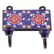 Navy Blue And Red Ceramic Floral Tiles Hooks