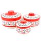 Red White Red Designer 3 Strorage jar Set With Lids