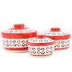 Red White Red Designer 3 Strorage jar Set With Lids