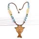 Tribal Brass Mask with Blue Beads Necklace