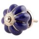 Navy Blue With Silver Line Medium Ceramic Melon Knob
