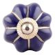 Navy Blue With Silver Line Medium Ceramic Melon Knob