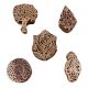 Set of 5 Piece New Mix Wooden Printing Blocks