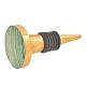 Round Sea Green Metal And Bone Wine Stopper