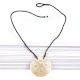 Engraved Geometric Design Sea Shell Pendant With Black Cord