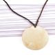 Round White Shell Pendant With Black Cord