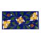 Navy Blue And Yellow Ceramic Tile With Flower And Leafs