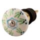 Pea Green Ceramic Floral Wine Stopper in Golden Fitting