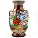 A  Cloisonne Enameled  Vase Decorated With Flowers on a Red Ground
