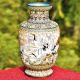 White Cloisonne Enameled  Vase White with Birds and Flowers