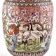 White Cloisonne Vase w/CRANES & Flower Blossoms