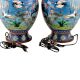 Cloisonne Enamel Scenic Crane And Clouds Floor Vase(Set Of 2)