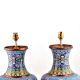 Cloisonne Enamel Scenic Crane And Clouds Floor Vase(Set Of 2)
