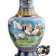 Cloisonne Enamel Scenic Crane And Clouds Floor Vase(Set Of 2)