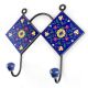 Navy Blue With Yellow Wheel Flower Ceramic Tiles Hooks 