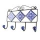 Navy Blue With White Leaf Ceramic Tiles Hook 