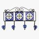Navy Blue White Ceramic Floral Tiles Hook 