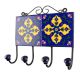Navy Blue And Yellow Leaf Ceramic Floral Tiles Hook 