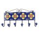 Navy Blue With Yellow Leaf Ceramic Floral Tiles Hook 