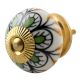 Pea Green Ceramic Floral Dresser Knob