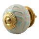 Sage Green Etched Ceramic Floral Cabinet Knob Online 