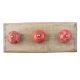 Red Ceramic Floral Wooden Hook