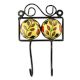 Mustard With Brown Leaf Ceramic Floral Tile Hook