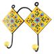 Yellow Base Turquoise Tiny Flower Ceramic Tiles Hook 