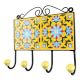 Yellow Base Turquoise Sonflower Ceramic Tiles Hook 