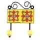 Yellow With Brown Floral Ceramic Tiles Hook