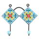 Turquoise Base Red Tiny Flower Ceramic Tiles Hook 