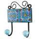 Turquoise Floral Ceramic Tiles Hook 