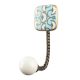 Turquoise Sea Shell Square Ceramic Wall Hook in Antique Fitting 