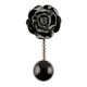 Black Rose Ceramic Iron Wall Hook in Silver Fitting 