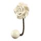 Cream Rose Flower Ceramic Wall Hook in Antique Fitting 